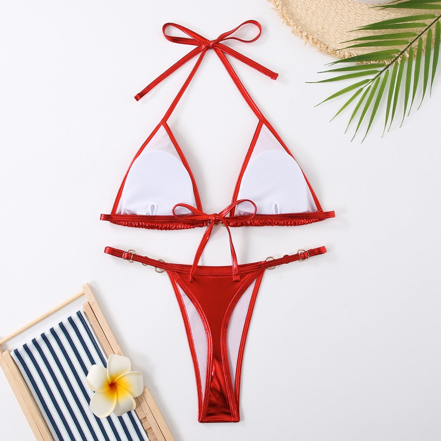 Chain One-piece Tether Backless Beach Bikini