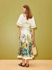 Bohemian V-Neck Flared Sleeve Dress
