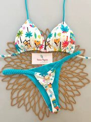 Trend Print Color Contrast Bikini Set