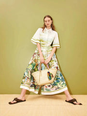 Bohemian V-Neck Flared Sleeve Dress
