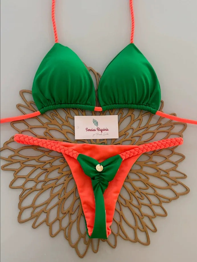 Trend Print Color Contrast Bikini Set