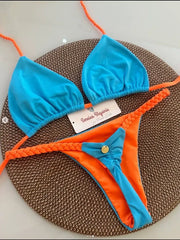 Trend Print Color Contrast Bikini Set