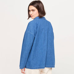 Chaqueta vaquera de manga larga con solapa y botones de palanca - Azul