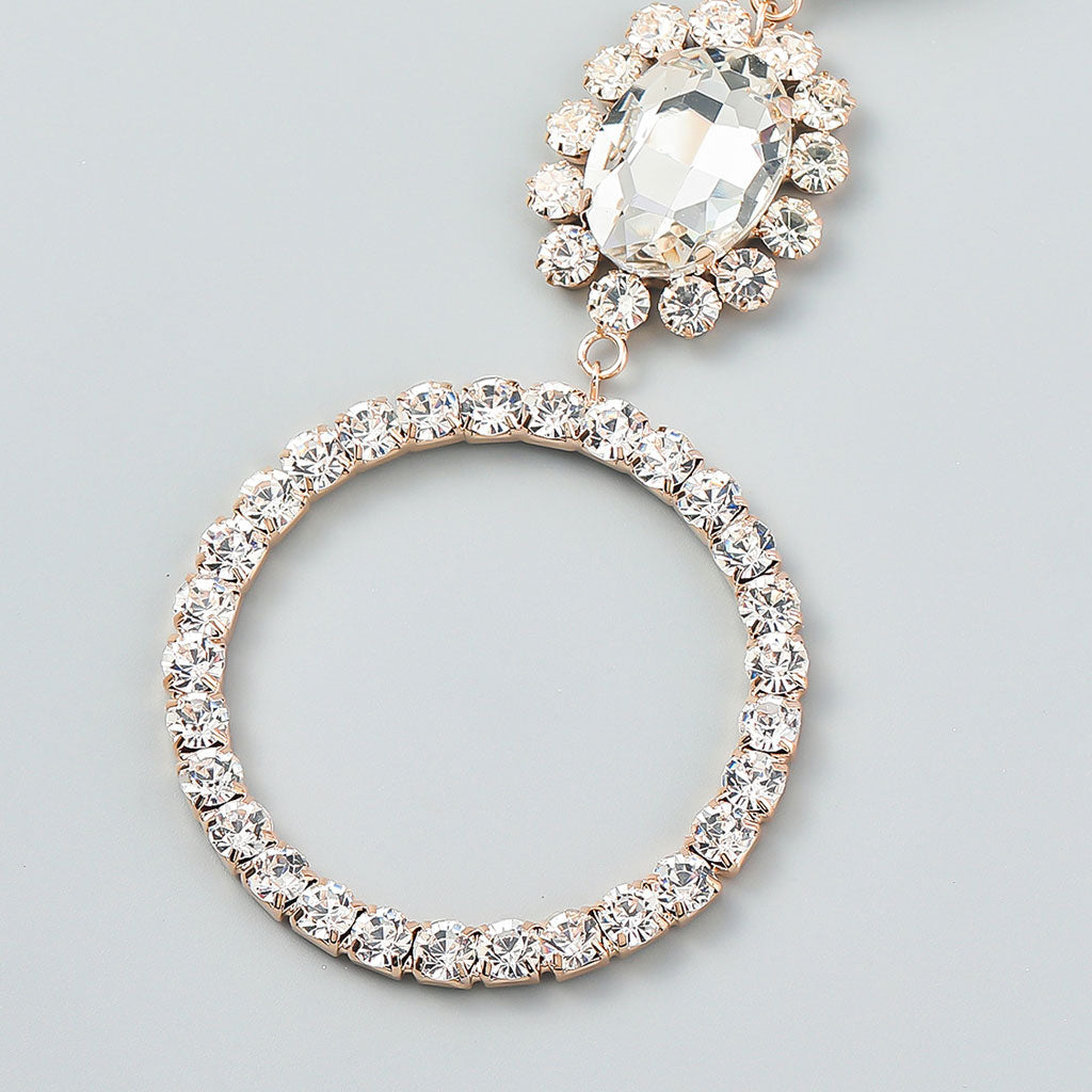 Gem Detail Crystal Embellished Triple Drop Earrings - Gold