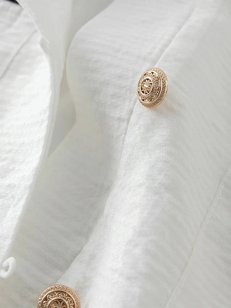 Marineblaues französisches Kurzarmhemd mit Kragen für Damen