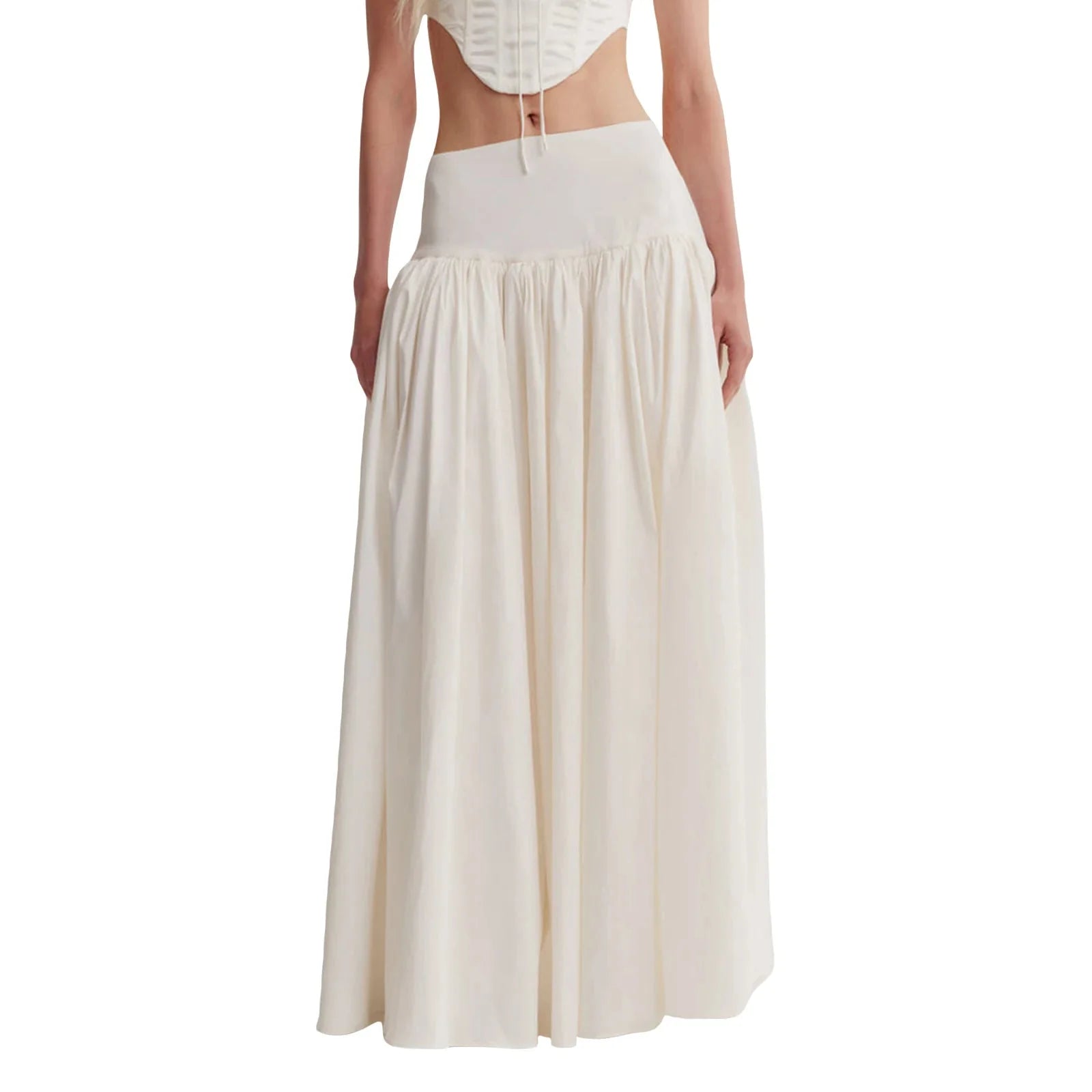 Off-White Ruched Midi Skirt