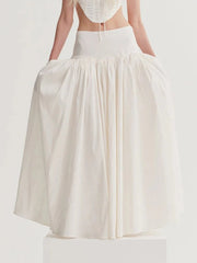 Off-White Ruched Midi Skirt