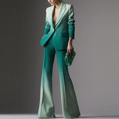 Opulent Gradient Notched Lapel Single Button Padded Tailored BlazerMatching Set