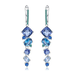 Opulent Mixed Shaped Swiss Blue Topaz Mystic Quartz Drop Earrings