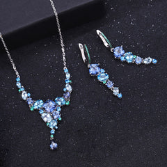 Opulent Mixed Shaped Swiss Blue Topaz Mystic Quartz Drop Earrings