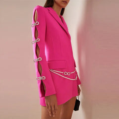 BlazerDRESS with CUT OUT SLEEVES - Fuchsia