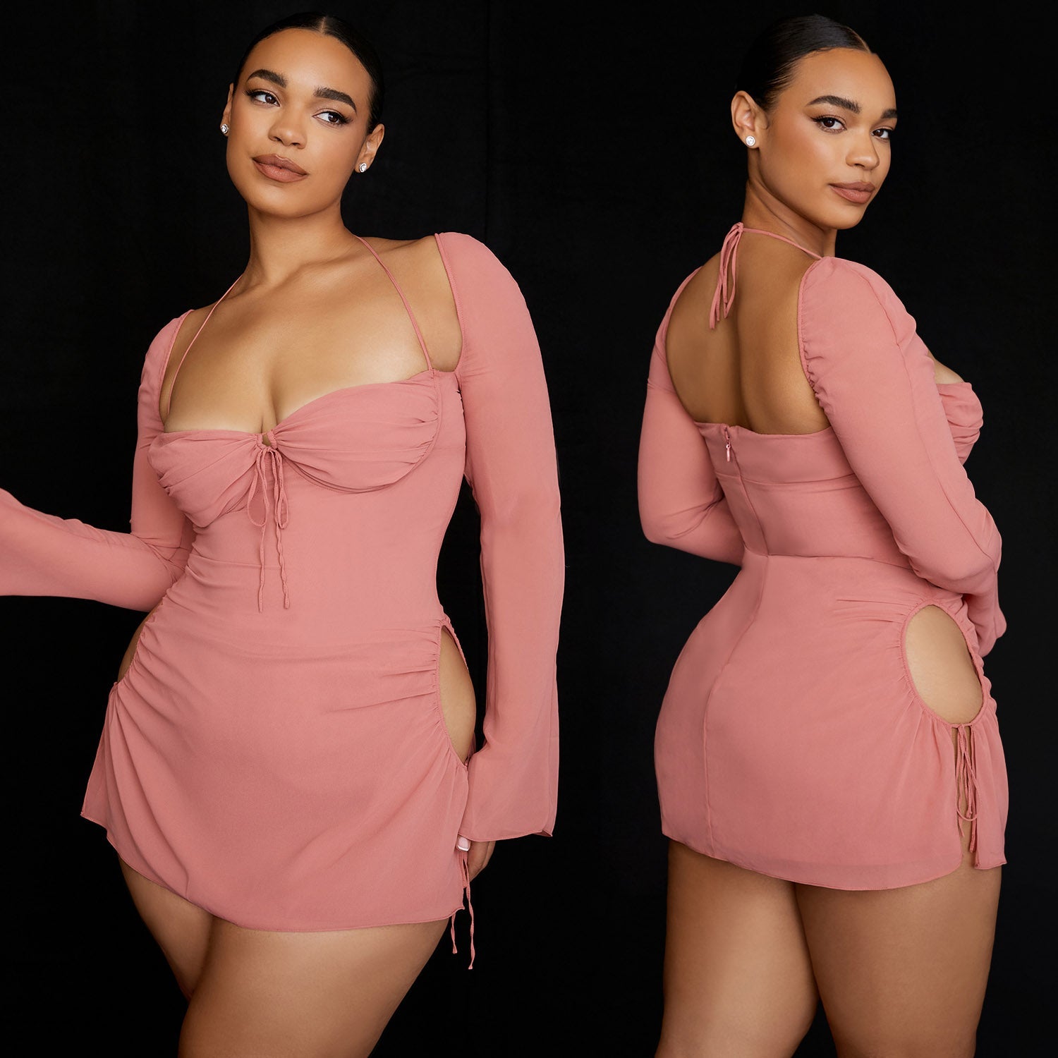 ETSUKO LANGÄRMELIGES MINIKLEID MIT SCHNÜRUNG
