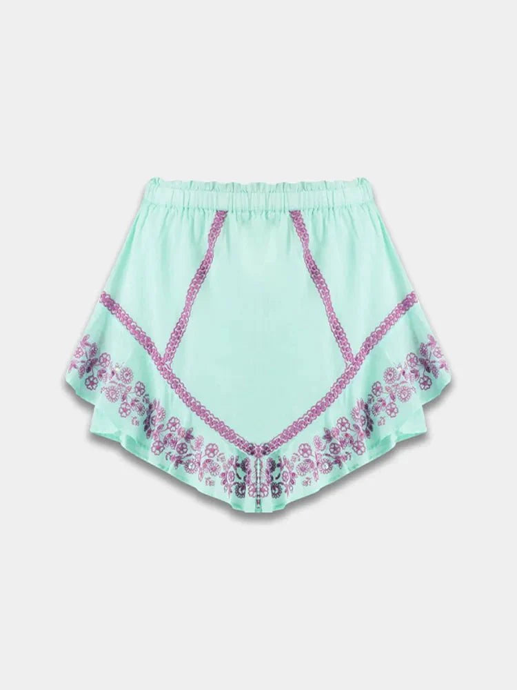 Conjunto de dos piezas de shorts con volantes estampados