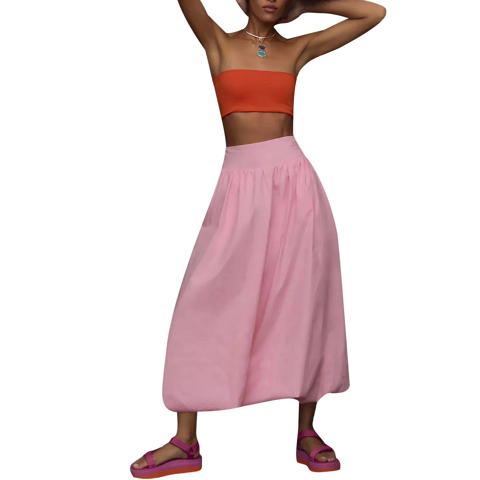 Puffball Summer Midi-Skirt