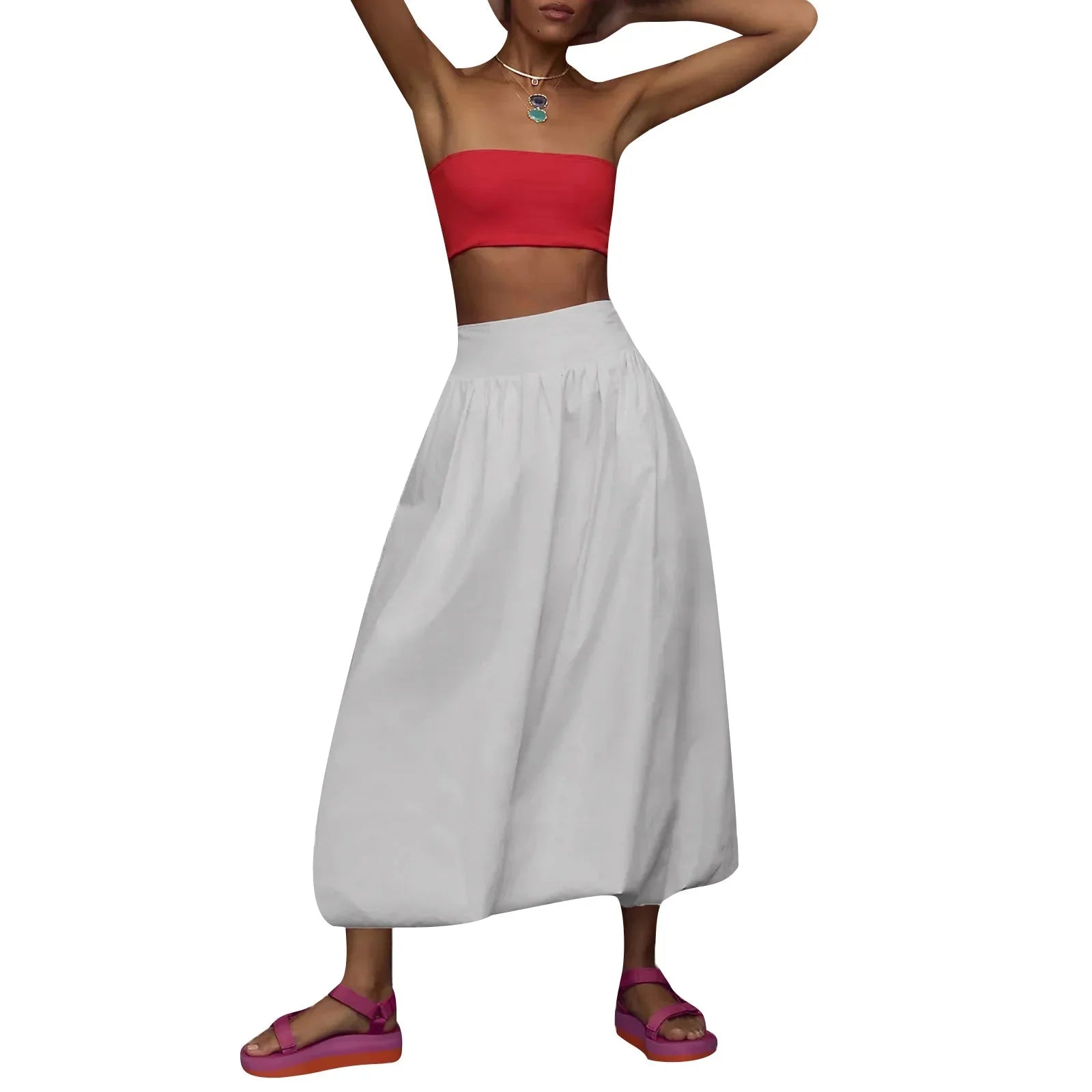 Puffball Summer Midi-Skirt