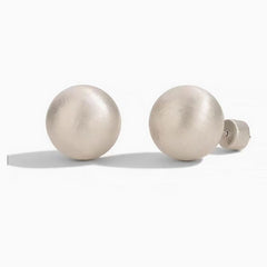 Quiet Brushed Satin Finish Sterling Silver Ball Stud Earrings