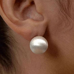 Quiet Brushed Satin Finish Sterling Silver Ball Stud Earrings