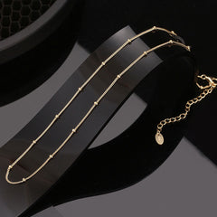 Quiet Tiny Bead Station Pure Sterling Silver 1MM Curb Chain Necklace
