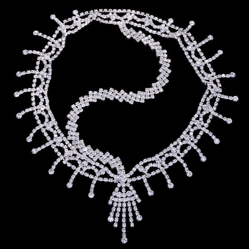 Cadena para el pelo con borlas y adornos de diamantes de imitación estilo retro estilo charlestón - Plateada