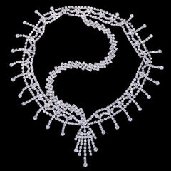 Cadena para el pelo con borlas y adornos de diamantes de imitación estilo retro estilo charlestón - Plateada
