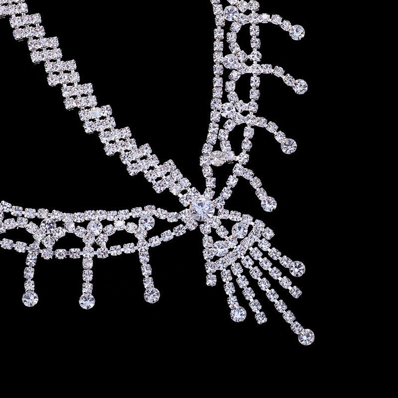 Cadena para el pelo con borlas y adornos de diamantes de imitación estilo retro estilo charlestón - Plateada
