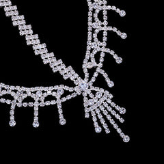 Cadena para el pelo con borlas y adornos de diamantes de imitación estilo retro estilo charlestón - Plateada