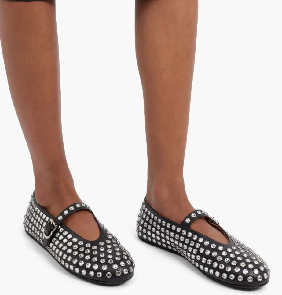 Rivet Crystal Women Loafers - Casual Ballet Flats