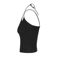 Sexy Crop Top mit überkreuztem Neckholder vorne und Rippstrick-Lage