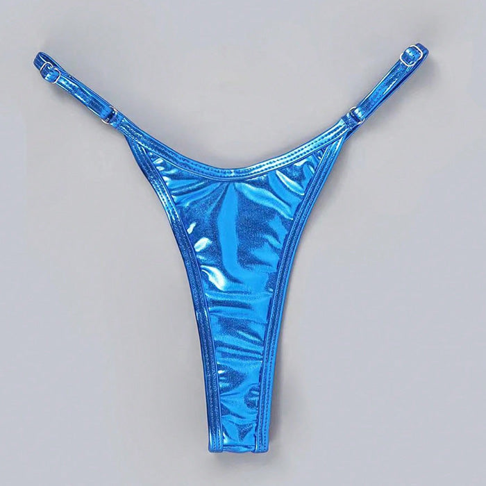 Knapper brasilianischer String-Tanga aus Metallic-Lacklederimitat