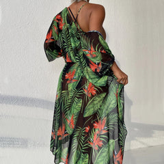 Palm Wrap Around Open Back Deep V Brazilian One Piece Swimsuit