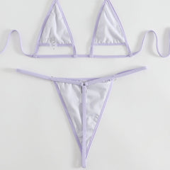 Petal Effect String Thong Cutout Micro Triangle Brazilian Two Piece Bikini Swimsuit