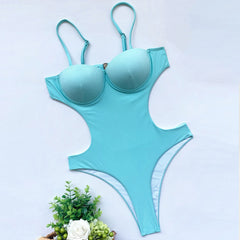 Brasilianischer Bandeau-Monokini mit geripptem Cutout und Bügel