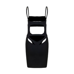 Sexy Square Neck Sleeveless Underboob Cutout Bandage Mini Party Dress