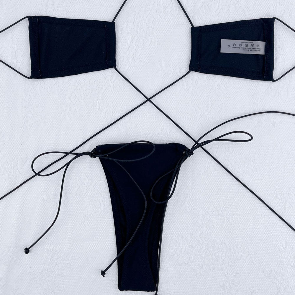 Traje de baño de bikini brasileño de dos piezas con tiras cruzadas y tanga atrevida