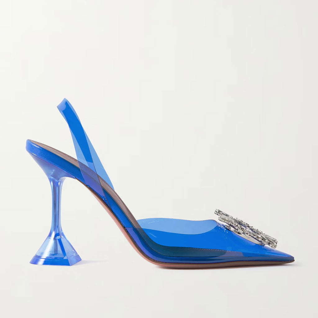 Zapatos de tacón Martini transparentes con cristales brillantes - Azul