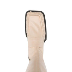 Elegante Overknee-Stiefel mit quadratischer Zehenpartie und niedrigem Absatz - Beige