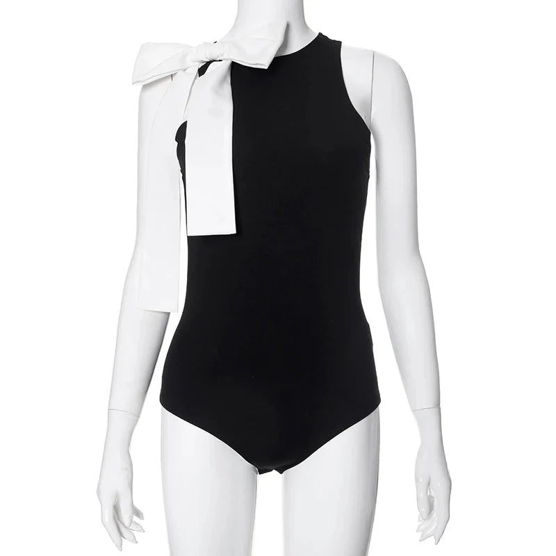 Ärmellose Schleifen-Bodytops für Damen | 2024 Sommer Slim O Neck Bodysuit