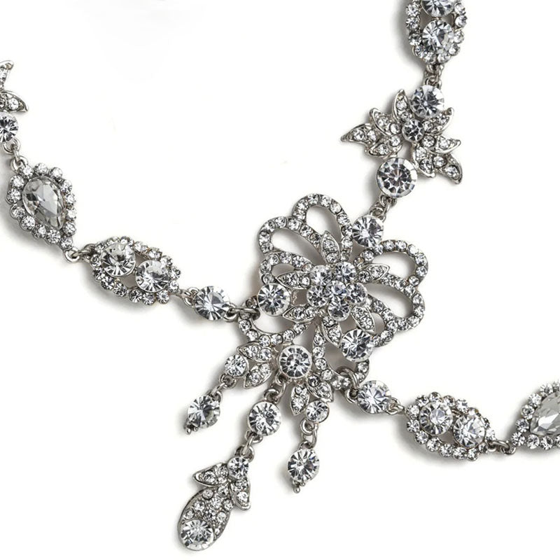 Sparkly Plated Crystal Embellished Bridal Head Chain - Silver