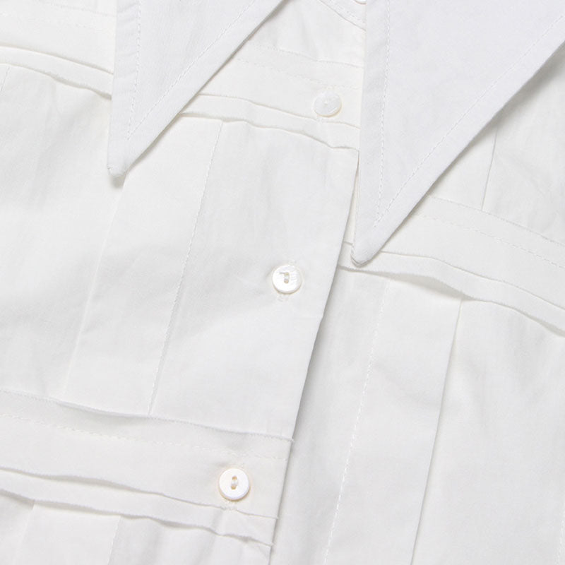 Stylish Braided Detail Pointed Collar Tie Back Button Down Shirt