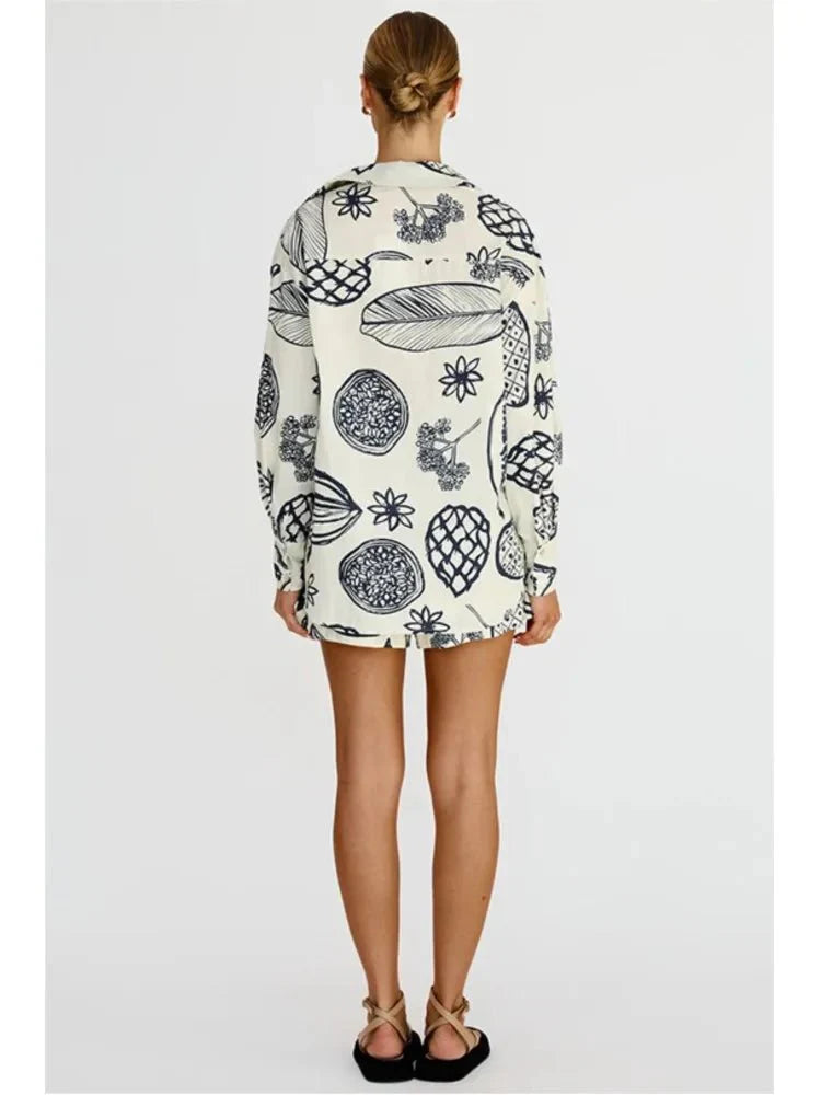 Conjunto de 2 piezas con estampado de verano para mujer