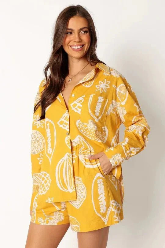 Conjunto de 2 piezas con estampado de verano para mujer