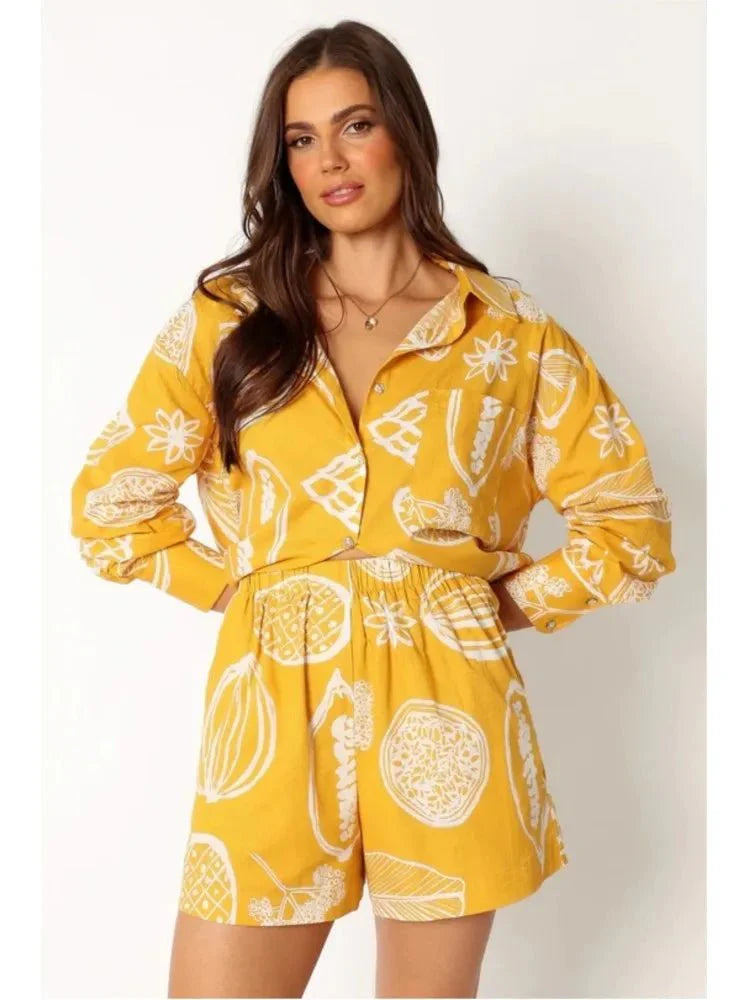 Conjunto de 2 piezas con estampado de verano para mujer