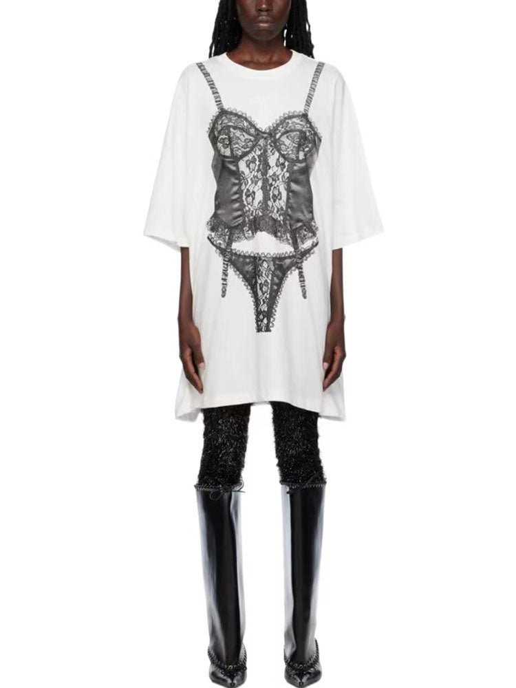 Camiseta blanca de manga corta con estampado gráfico de verano 