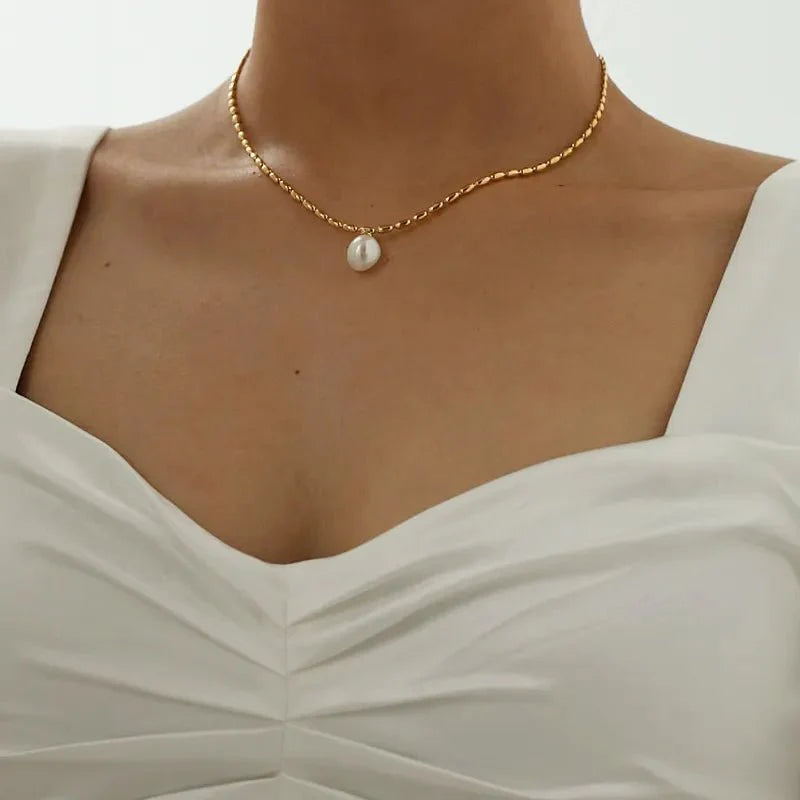thumbnail image 2 of DAINTY Women's Gold Plated Titanium Stainless Steel 3mm Bead Chain Choker Necklace (12-18") 2 of 6