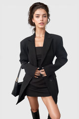 Double Breasted Cambered BlazerDress - Black