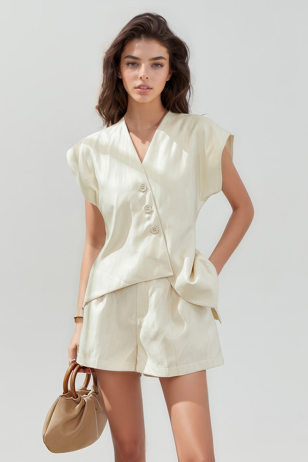 Waistcoat and Shorts 2-Piece Set - Vanilla