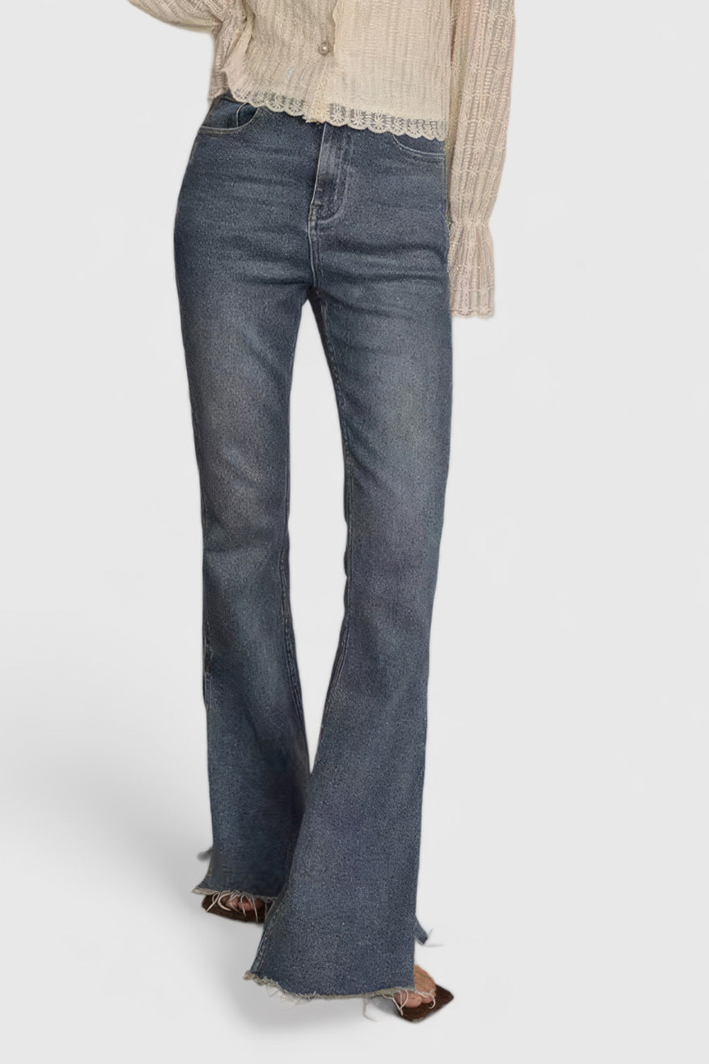 Ausgestellte Slim-Jeans - Blau