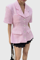 Blazer vintage de manga corta - Rosa