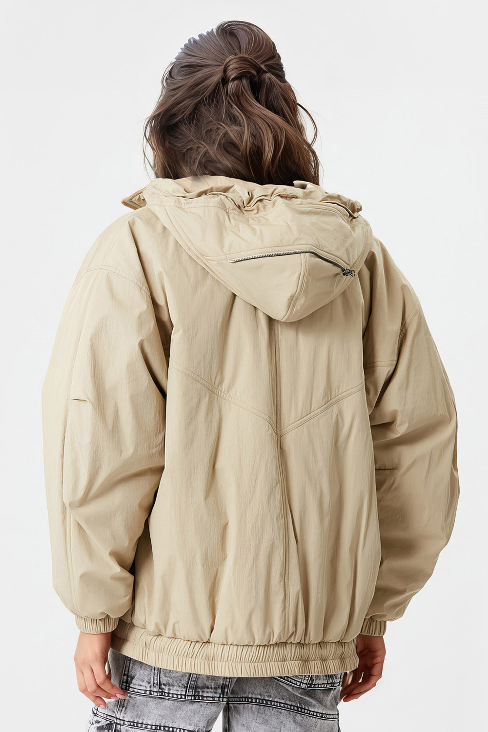 Regenabweisende Jacke mit Kapuze - Beige