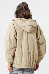 Regenabweisende Jacke mit Kapuze - Beige